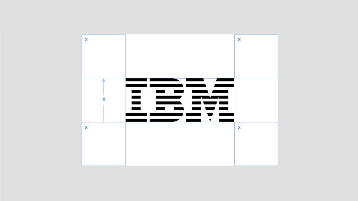 IBM 8-bar logo showing proper clear space ratio